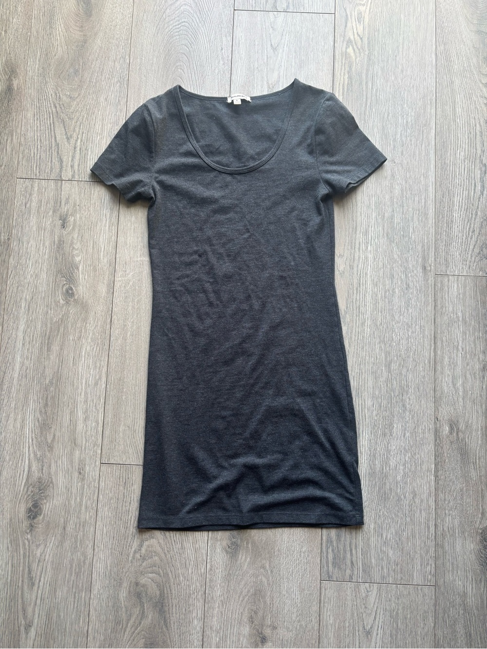 Charcoal Grey Bodycon Mini T-Shirt Dress Small Stretch Short Sleeve Scoop Neck